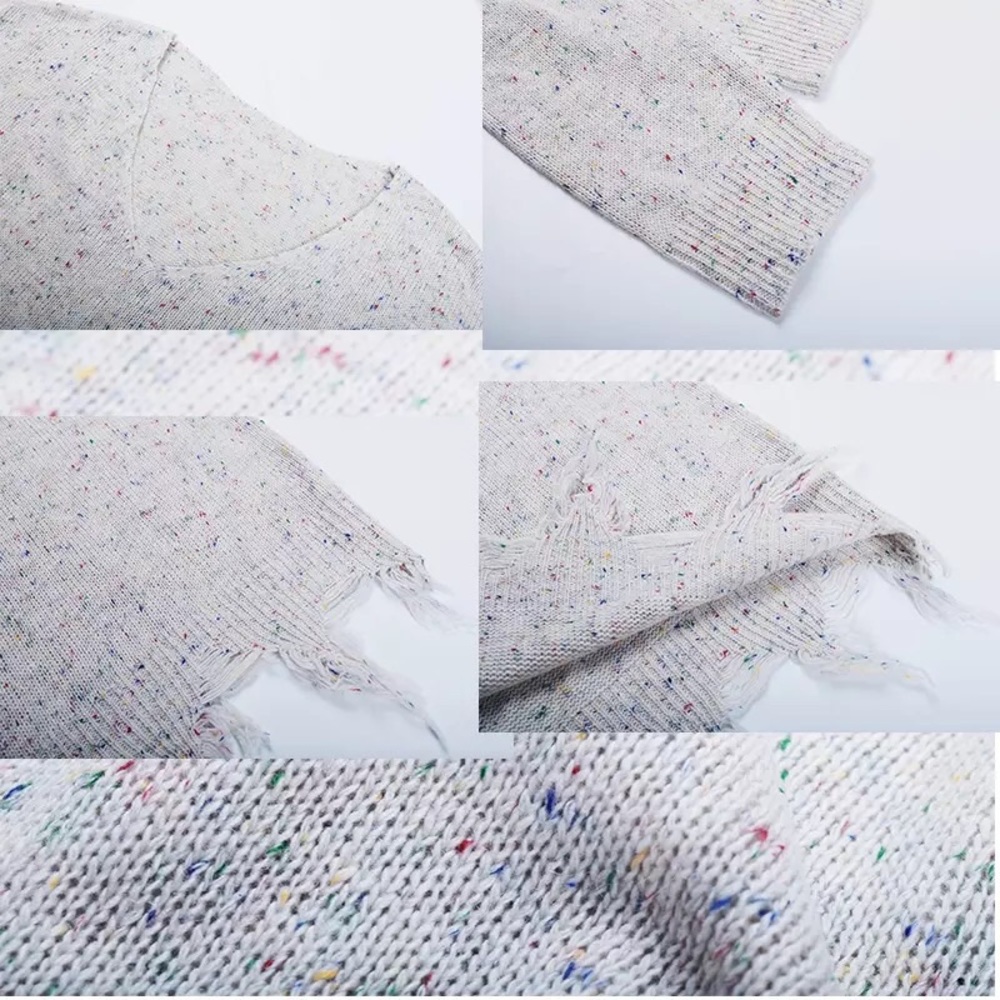 LAST ONE Frayed Confetti Distressed Knit Sweater - Picture 12 of 12